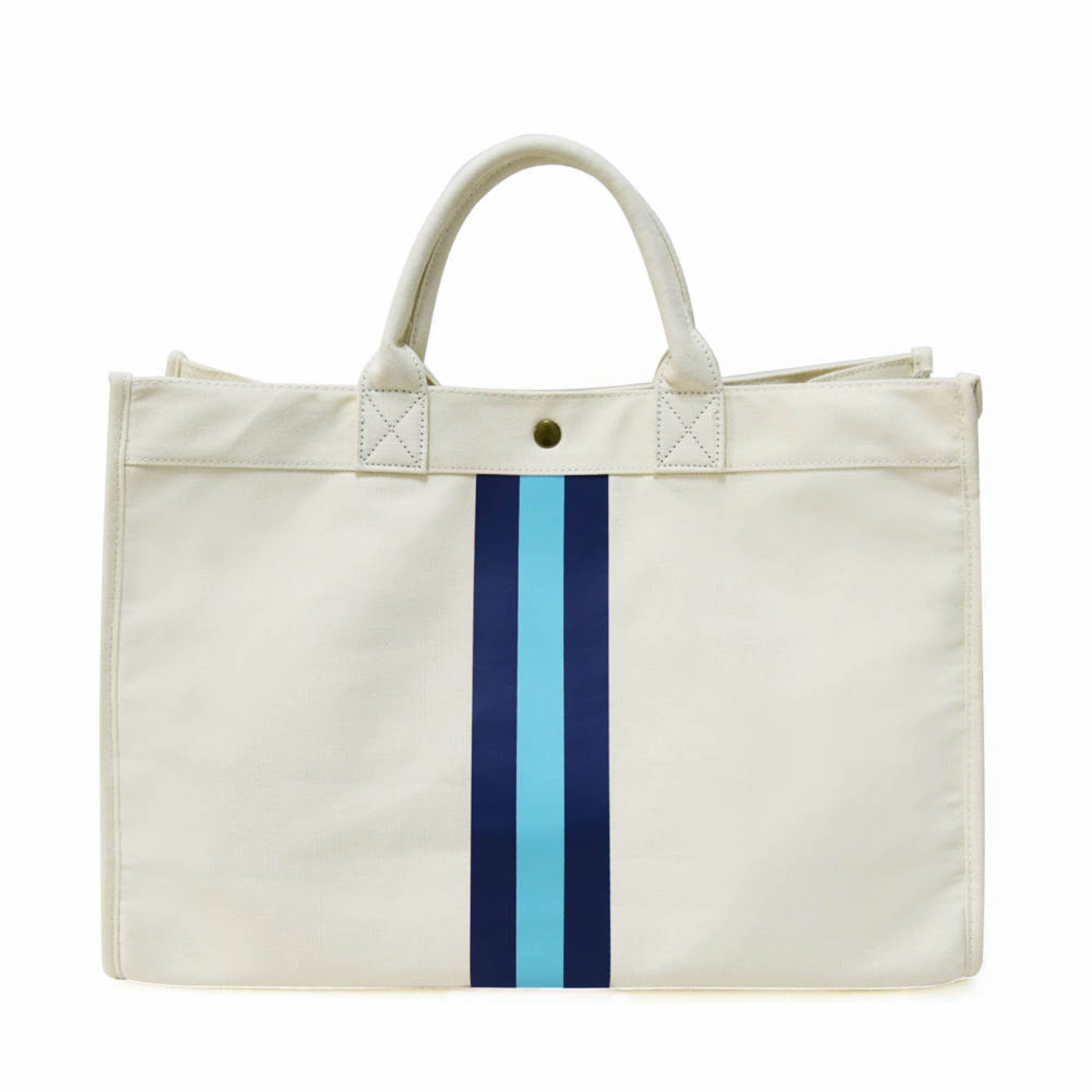 The Carmella Canvas Tote - Navy & Light Blue