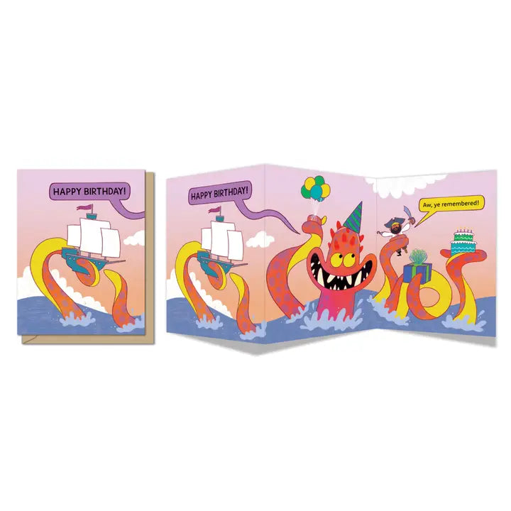 Kraken Remembered Birthday Tri-fold Card