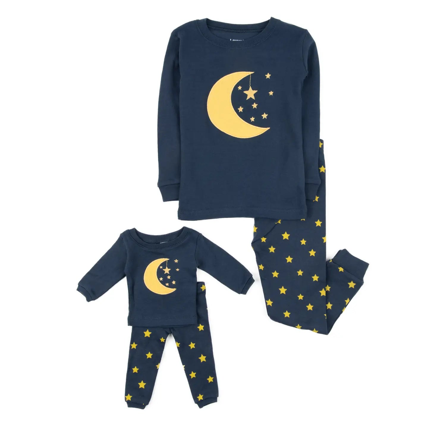 Leveret Girl & Doll Matching Moon & Stars Pajamas
