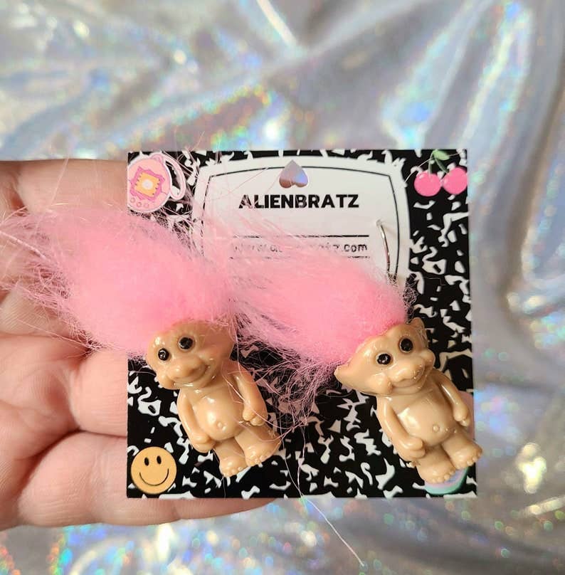 Troll Doll Earrings - Pink