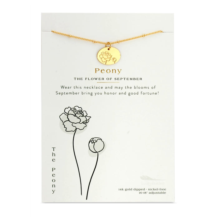 September Birth Month Flower Necklace - Peony