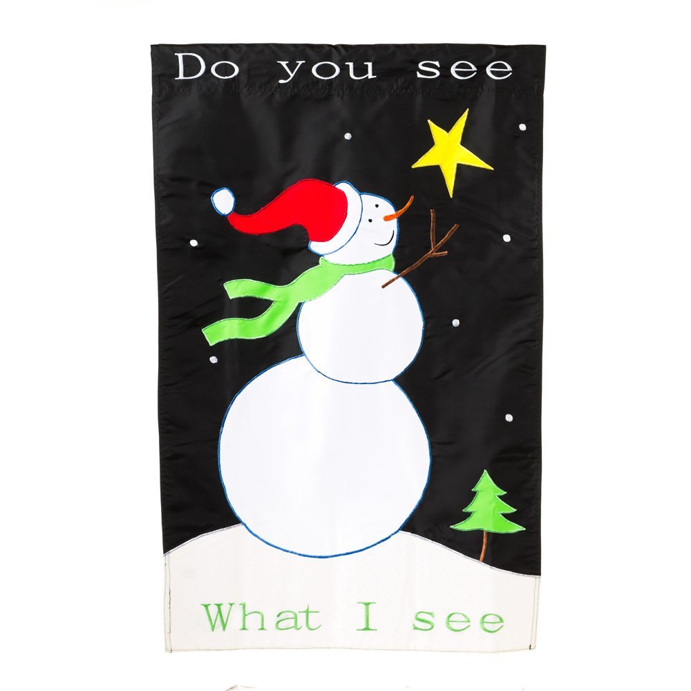 "Do You See What I See Snowman" Appliqued Flag
