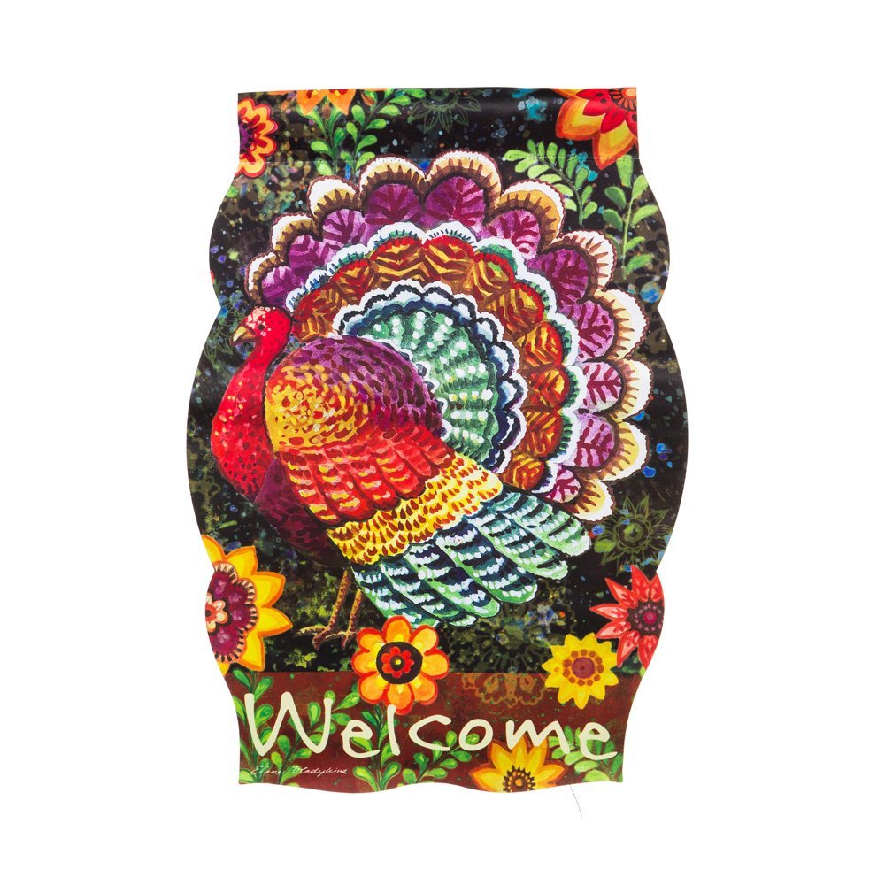 "3D Fancy Folk Turkey" Garden Flag