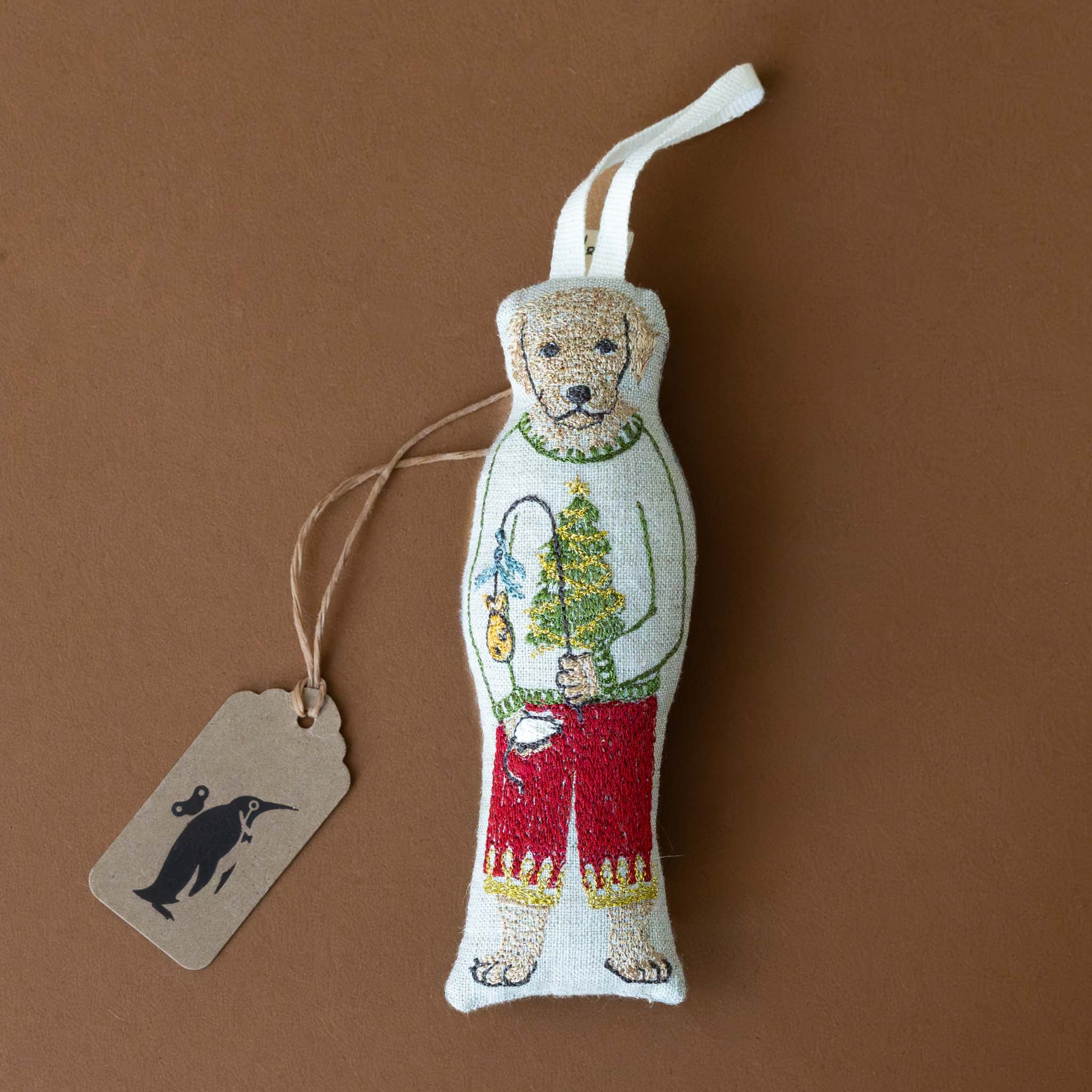 Embroidered Ornament | Gift Giving Dog