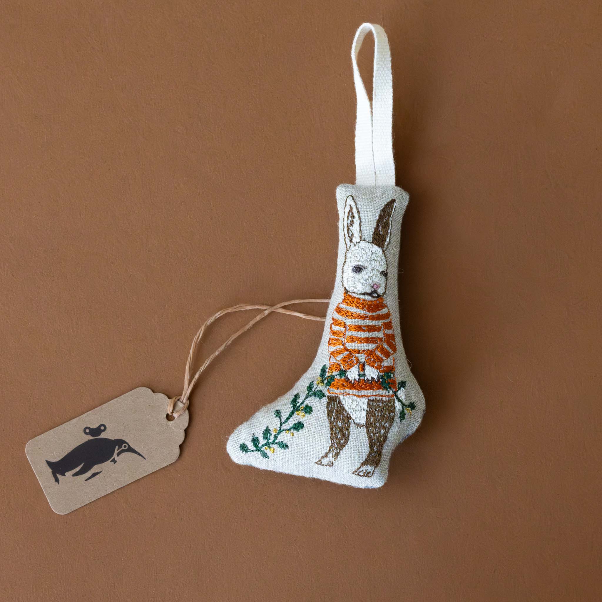 Embroidered Ornament | Hollied Bunny