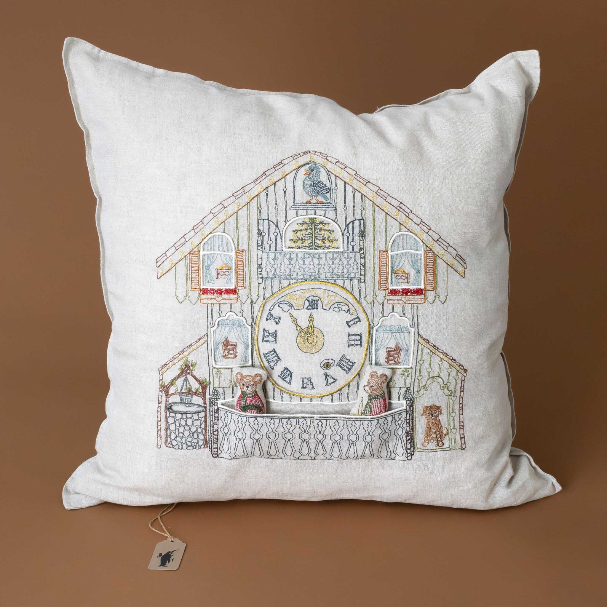 Embroidered Pocket Pillow | Christmas Clock