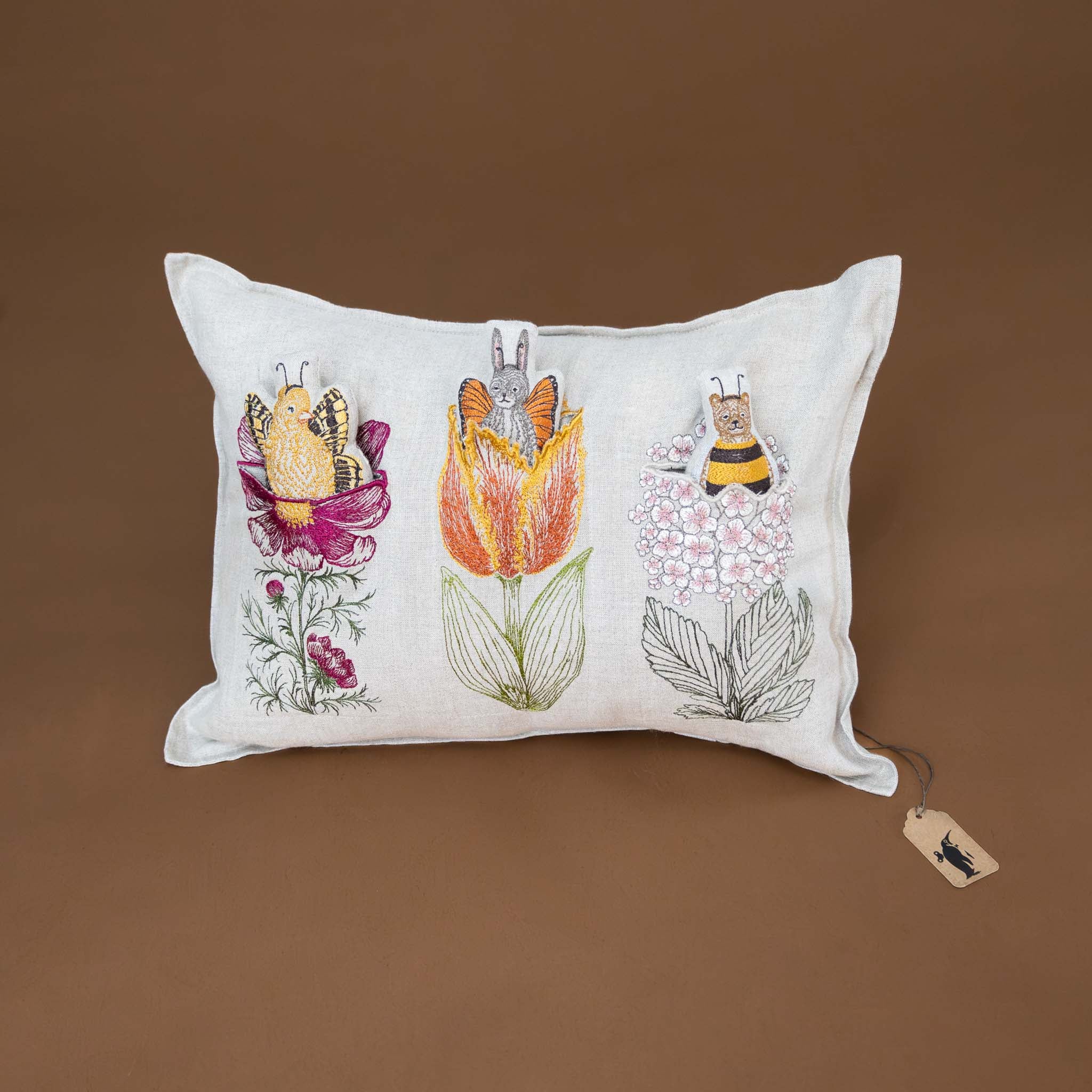 Embroidered Pocket Pillow | Flower Friends