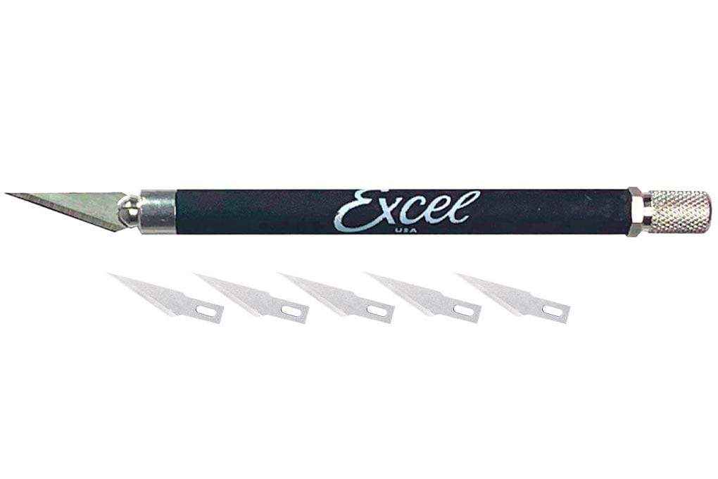 Excel Blades K18 Cushion Grip Knife with 5 Blades - Black