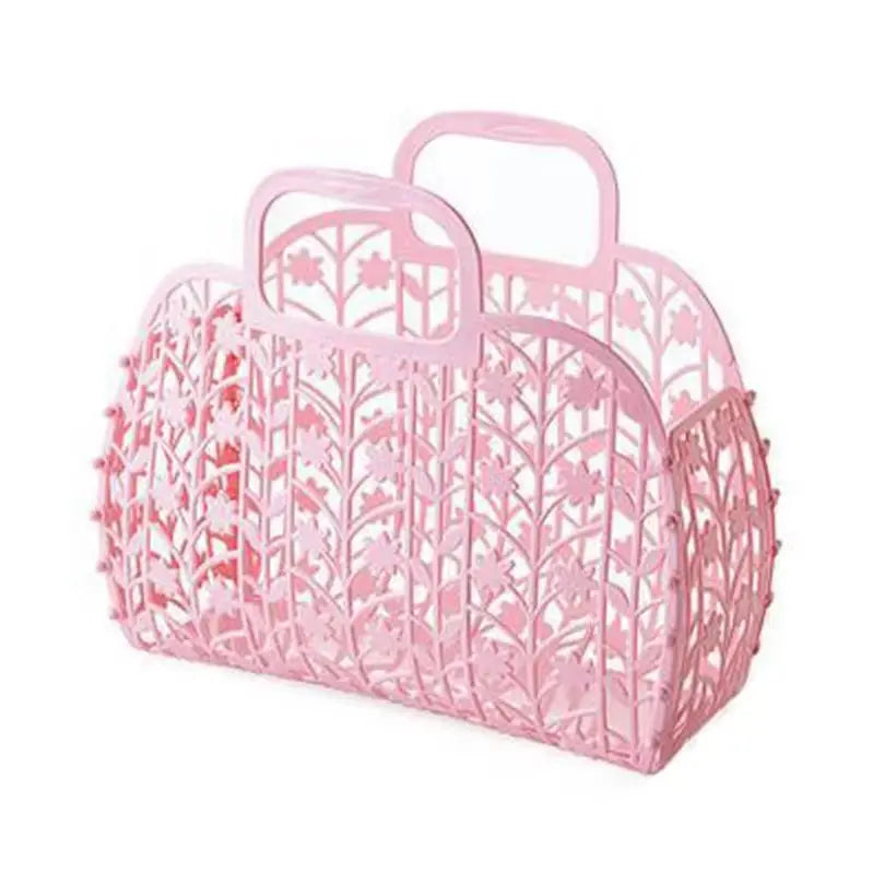 Pink Leafy Basket Tote