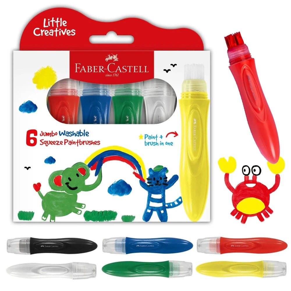 Little Creatives Jumbo Washable Squeeze Paintbrushes (Set of 6)