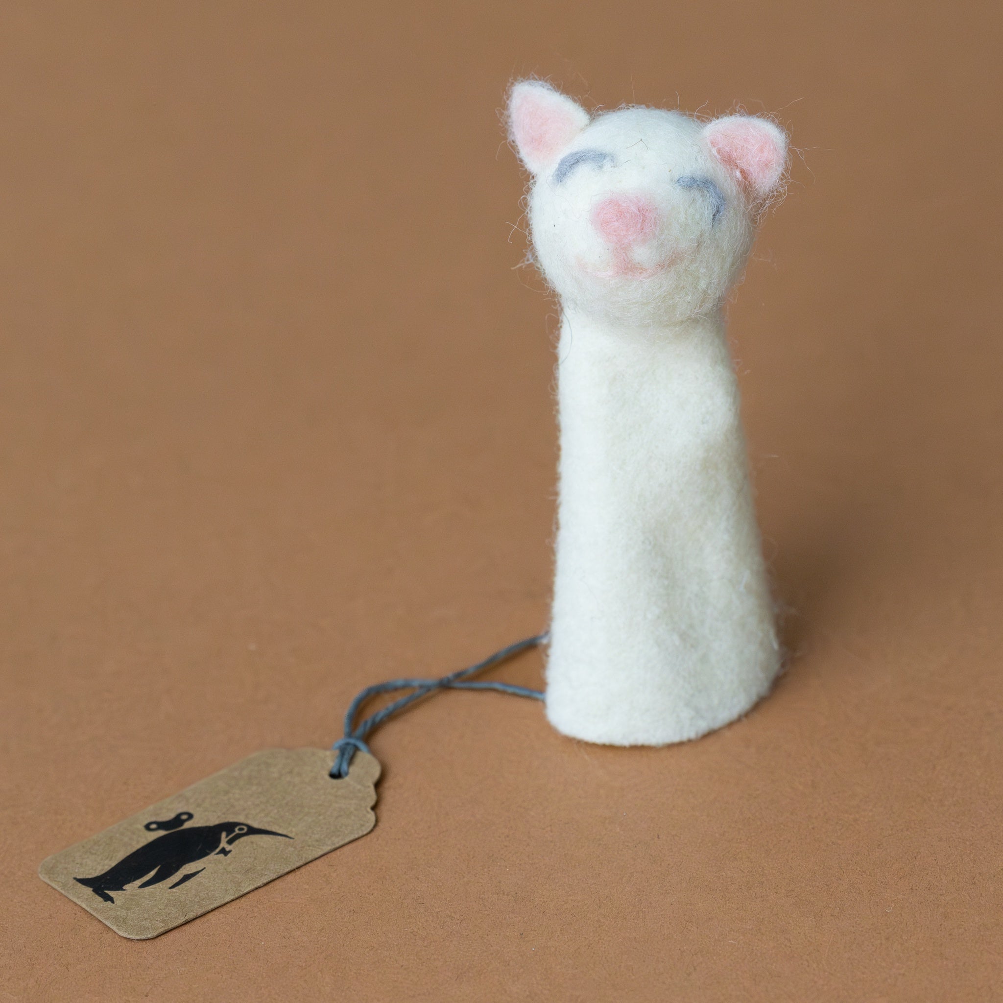 Felt Cat Finger Puppet | White