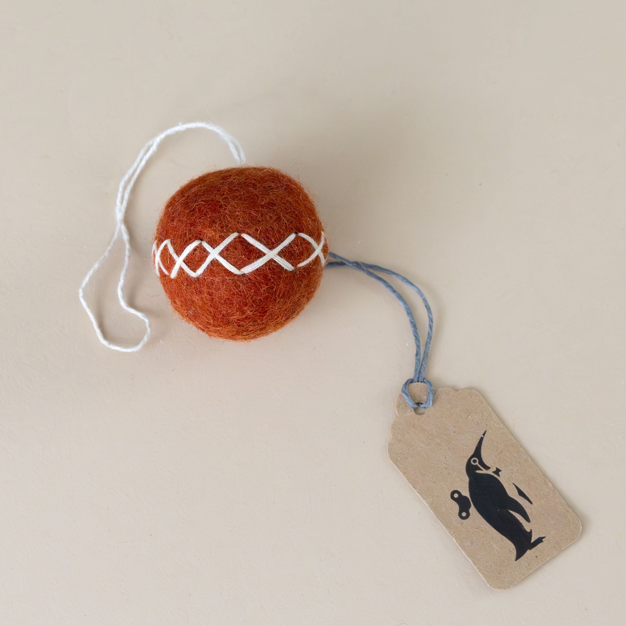 Felt Embroidered Christmas Ball Ornament | Terracotta