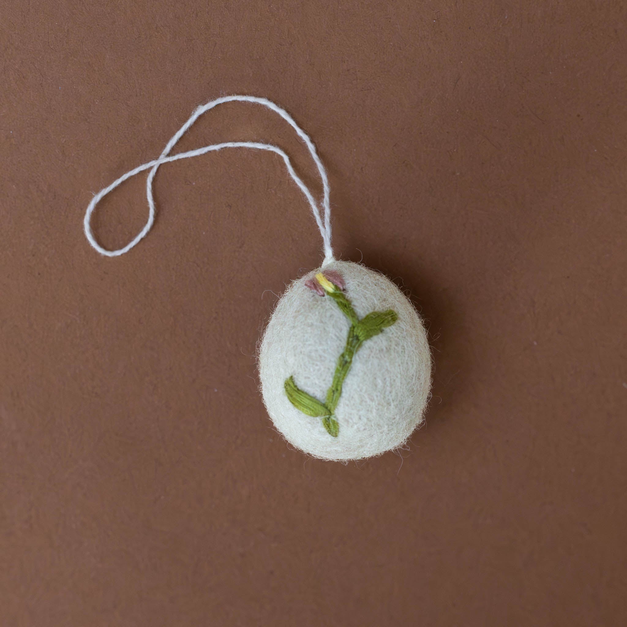 Felt Embroidered Egg Ornament | Tulip - Blush