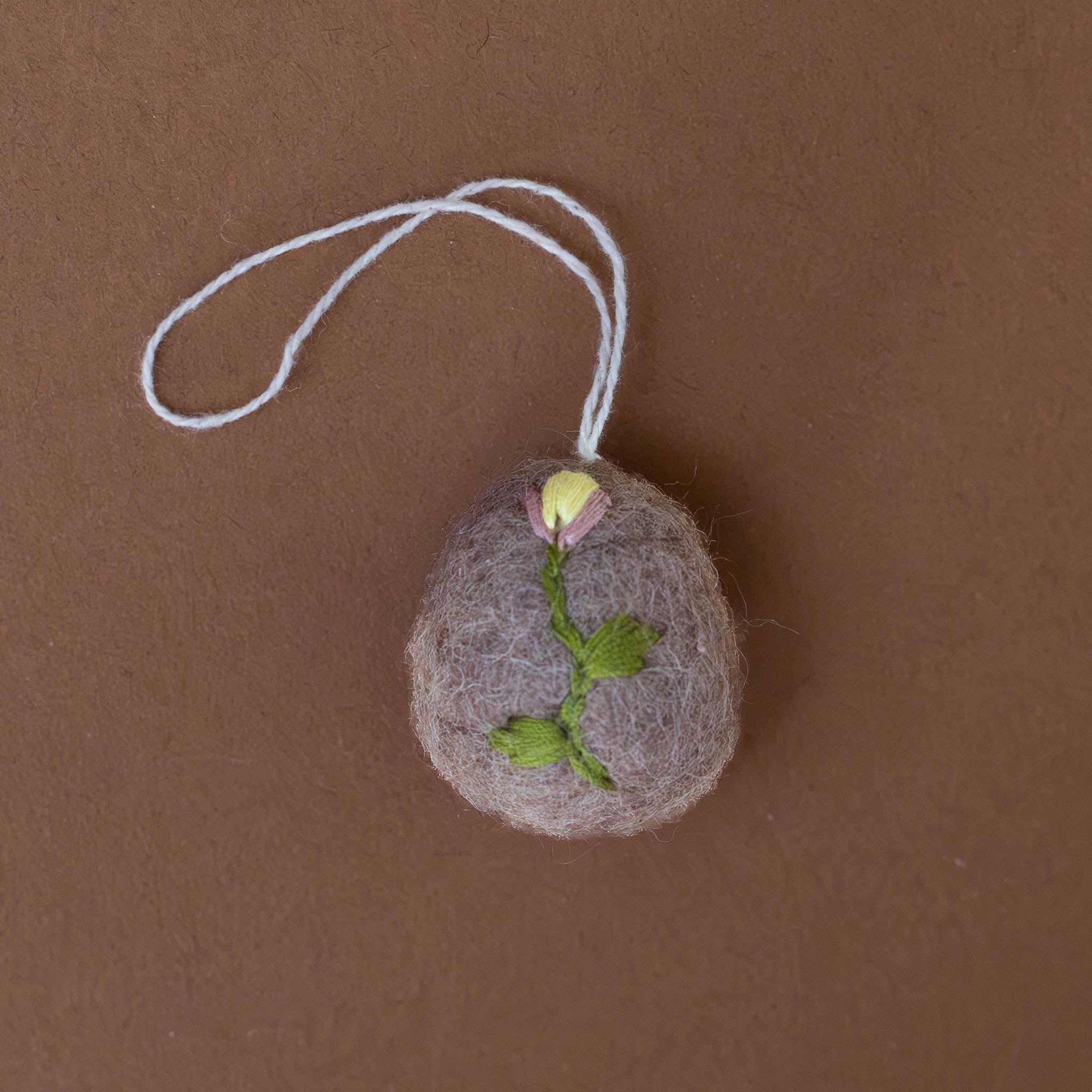 Felt Embroidered Egg Ornament | Tulip - Mauve
