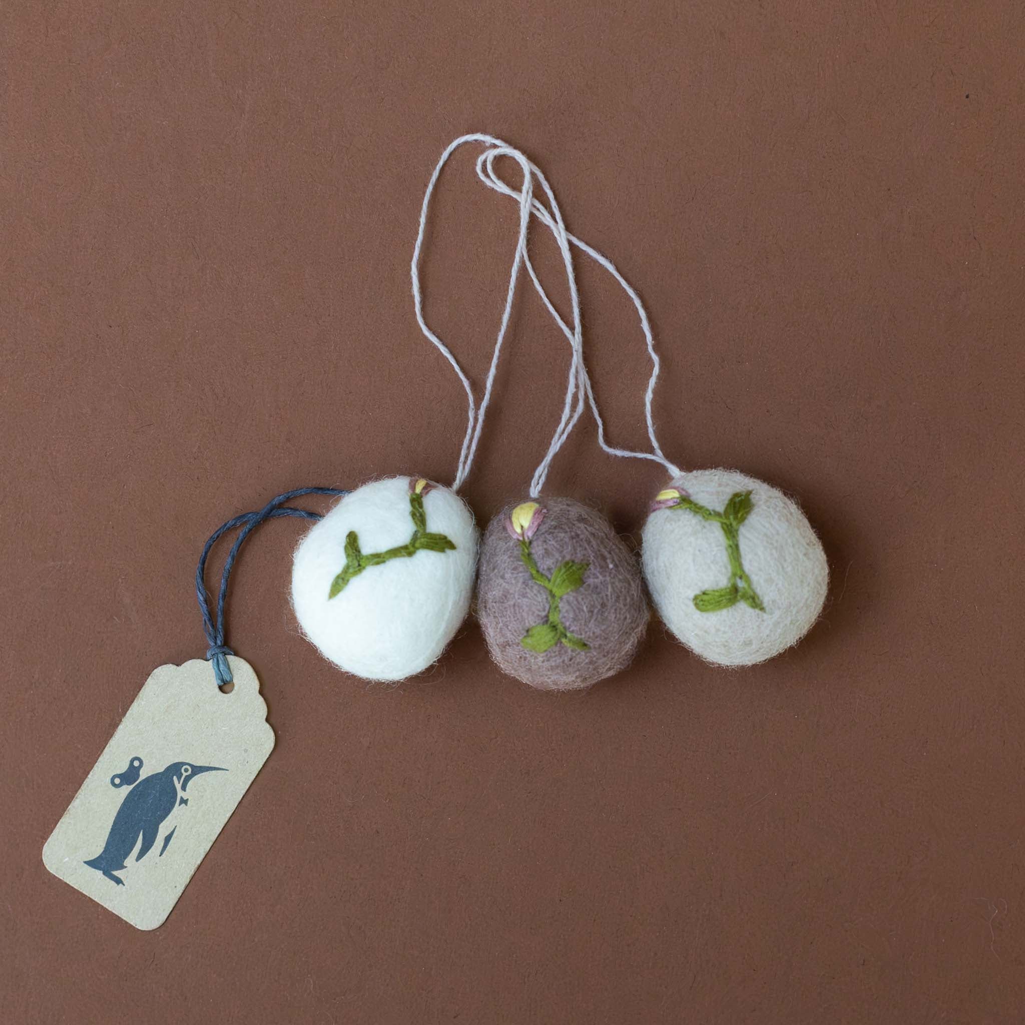 Felt Embroidered Egg Ornament Set | Tulip