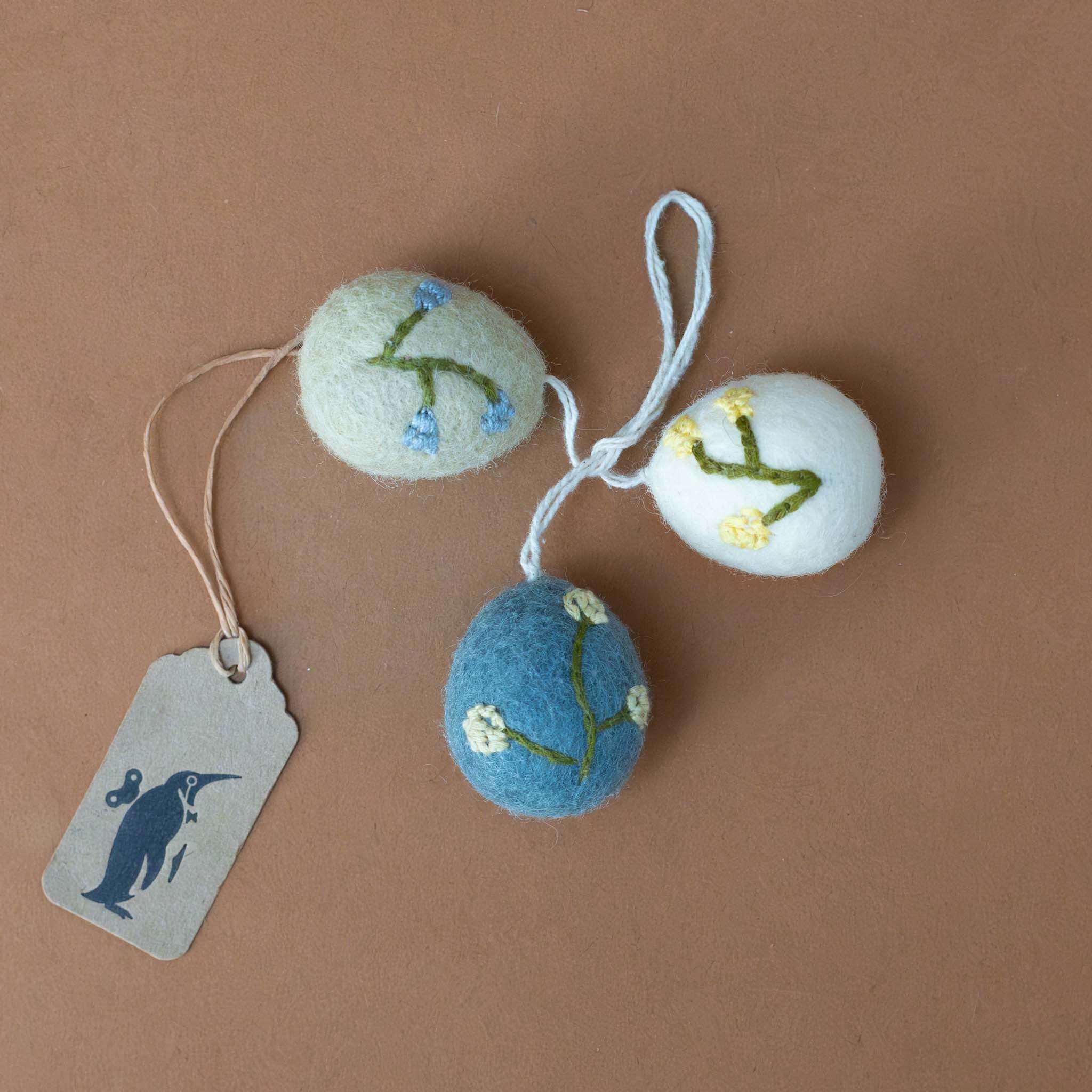 Felt Embroidered Egg Ornament Set | Heather