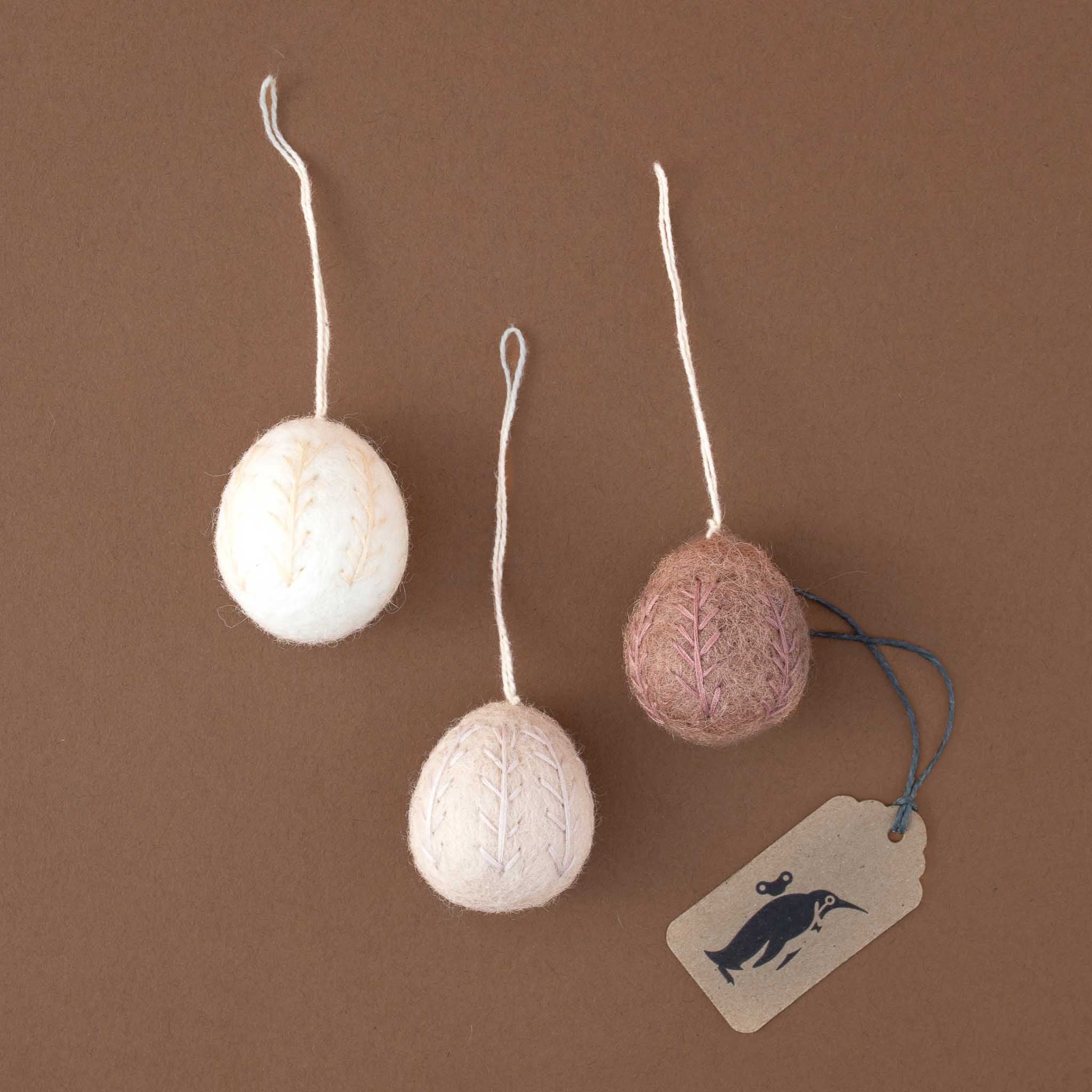 Felted Egg Ornament Set with Embroidery | Clay