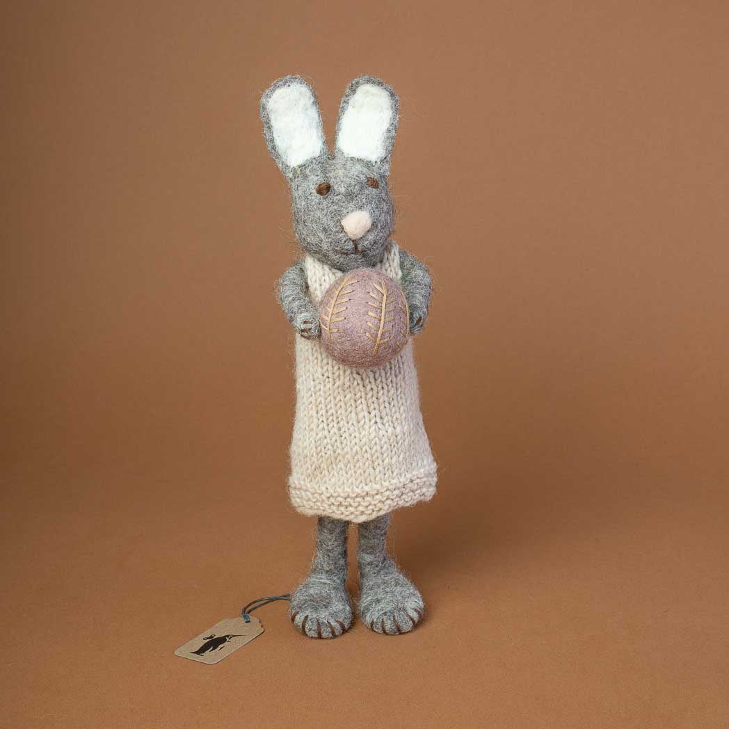 Felted Grey Rabbit | Heather Dress & Lavender Egg