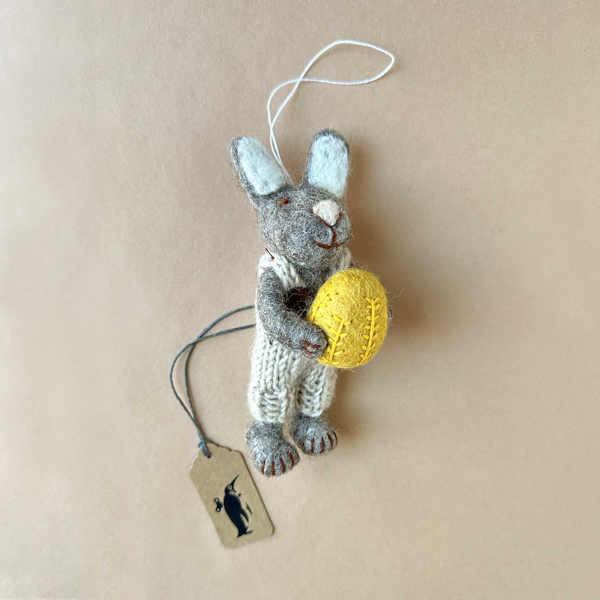 Felted Grey Rabbit Ornament | Heather Overalls & Ochre Egg