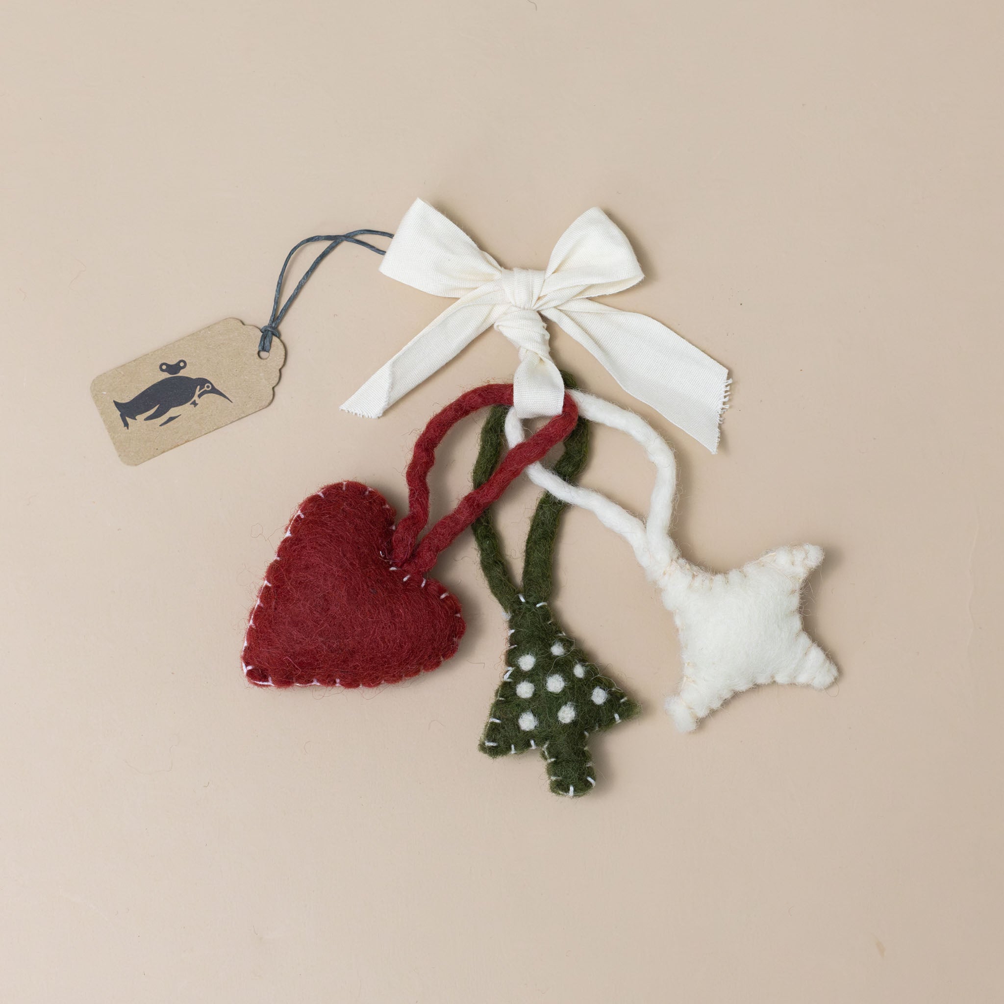 Felted Ornament Set | Heart, Tree & Star