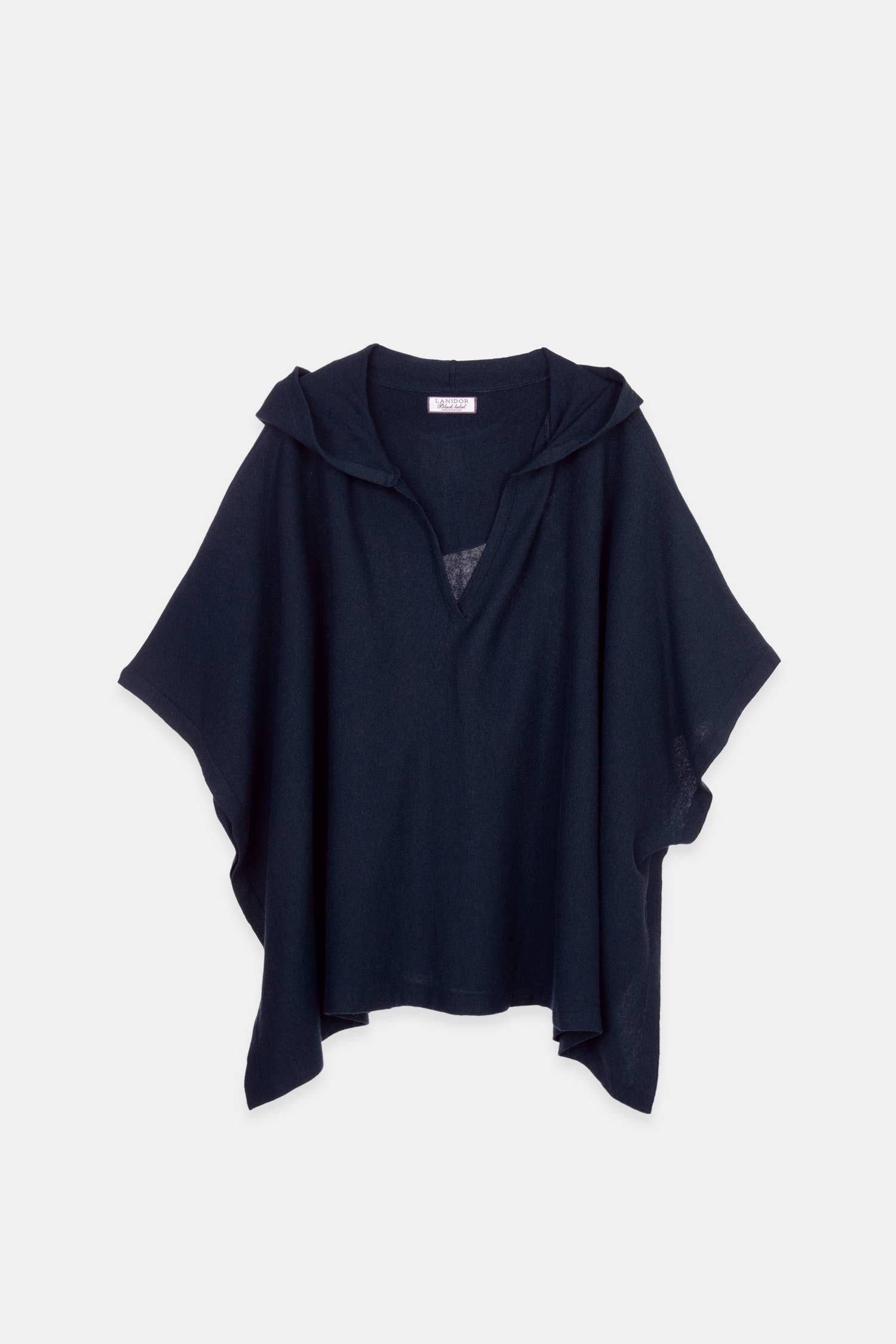 Hooded knit poncho