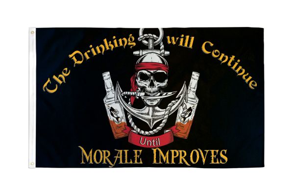 3x5 Ft. "Drinking Will Continue" Pirate Flag