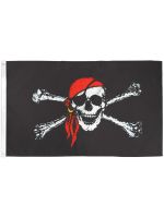 3x5 Ft Polyester "Red Bandana Jolly Roger" Pirate Flag
