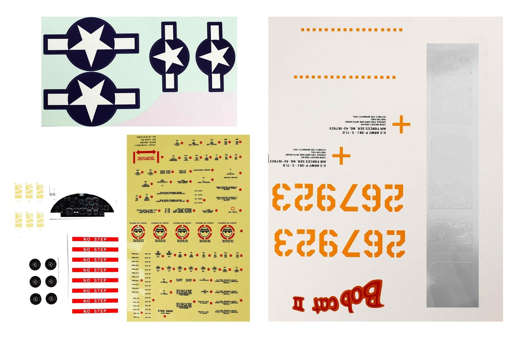 FlightLine 1600mm P-38L Decal Sheet - Green