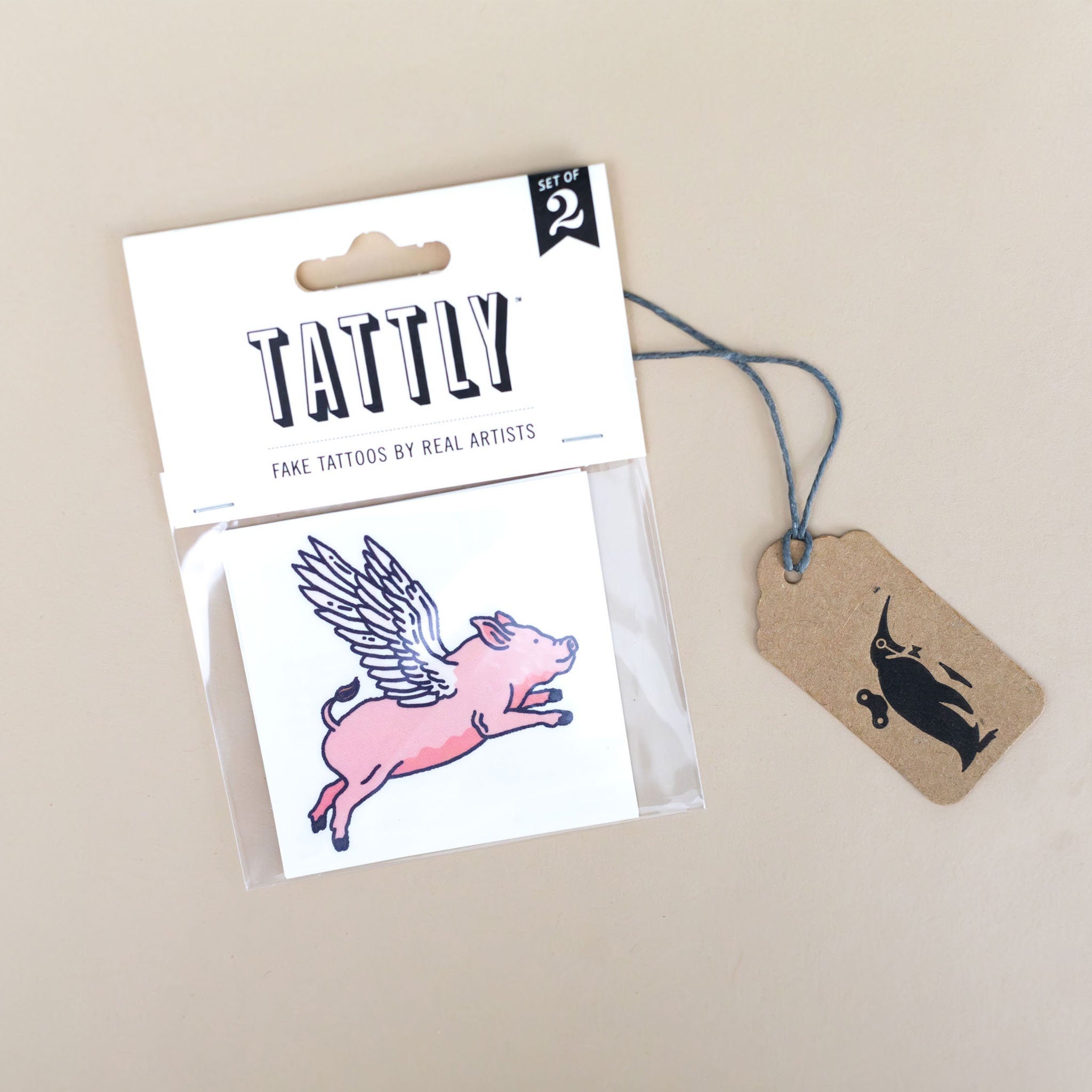 Flying Pig Temporary Tattoo Pair