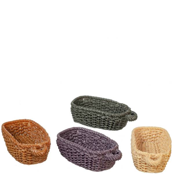 4 Dollhouse Miniature Oval Baskets