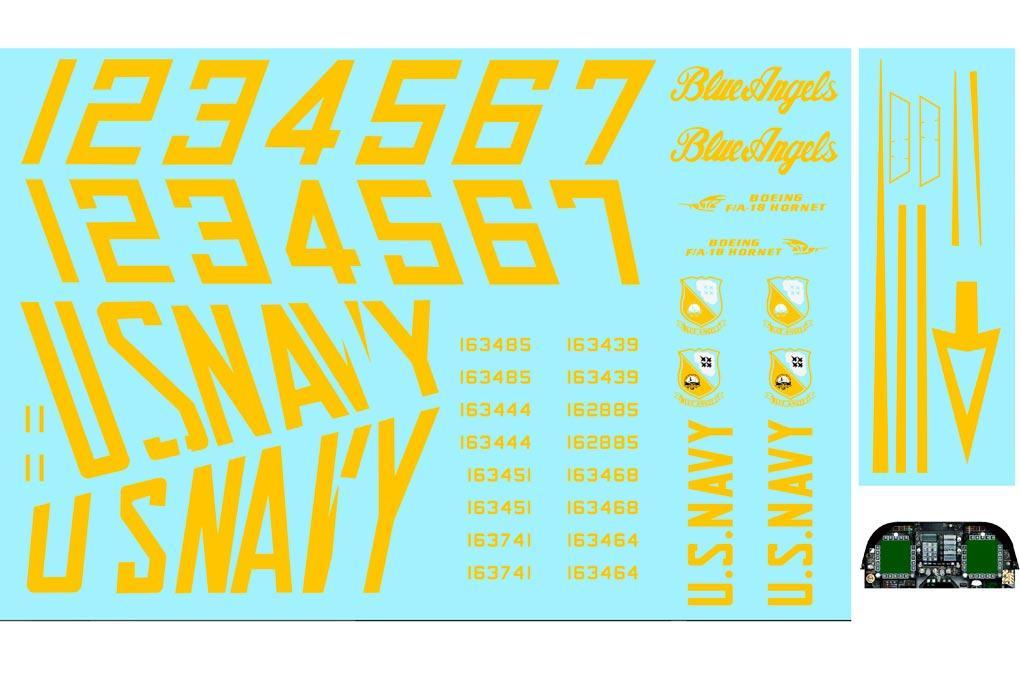 Freewing 90mm EDF F/A-18C Hornet Decal Sheet - Blue Angels