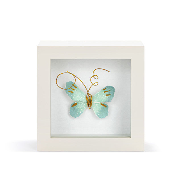 Elisabeth Hays Blue Skies Light Blue Butterfly Shadow Box
