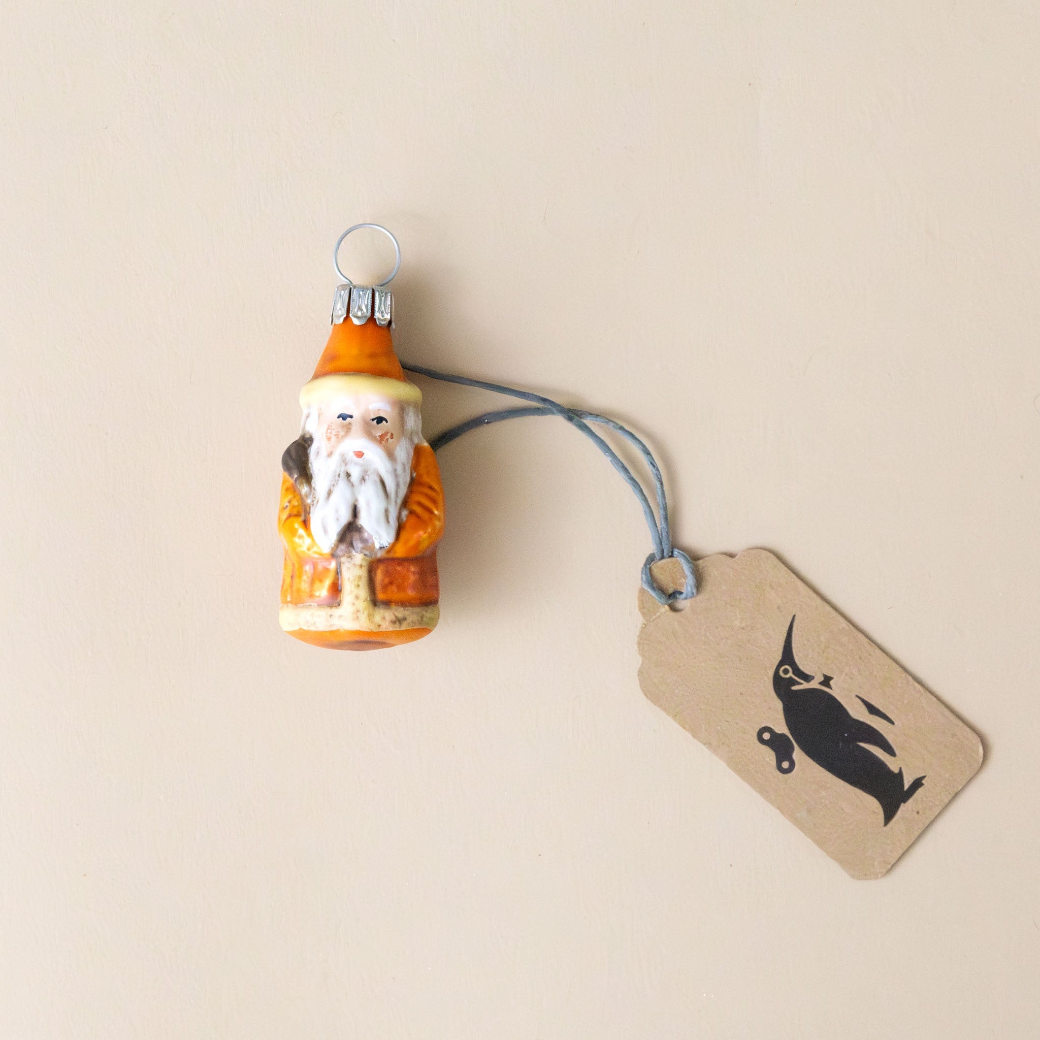 German Glass Ornament | Little Santa - Orange