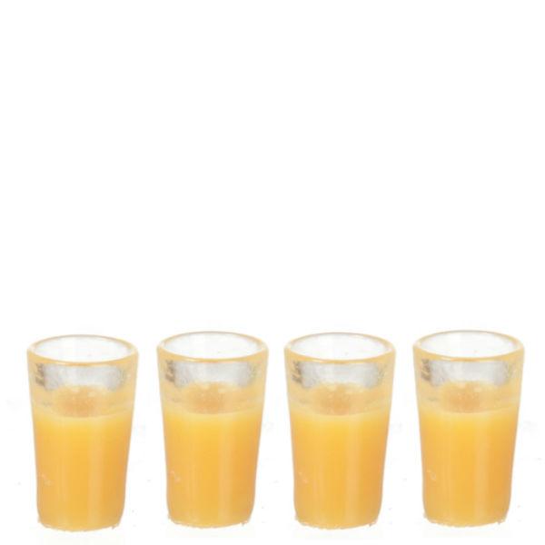 4 Glasses of Dollhouse Miniature Orange Juice
