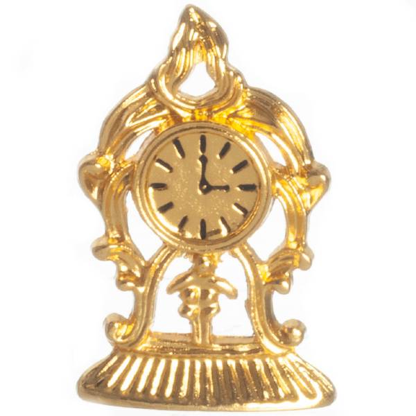 Gold Dollhouse Miniature Mantle Clock