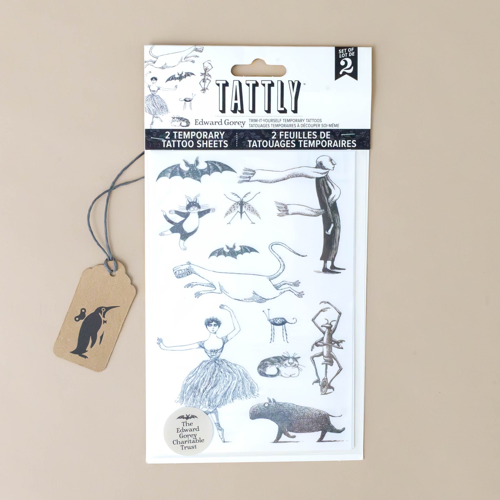 Gorey's Creatures & Figures Temporary Tattoo Sheet