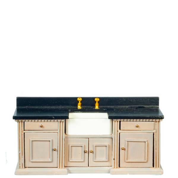 Gray & Black Dollhouse Miniature Sink & Counter