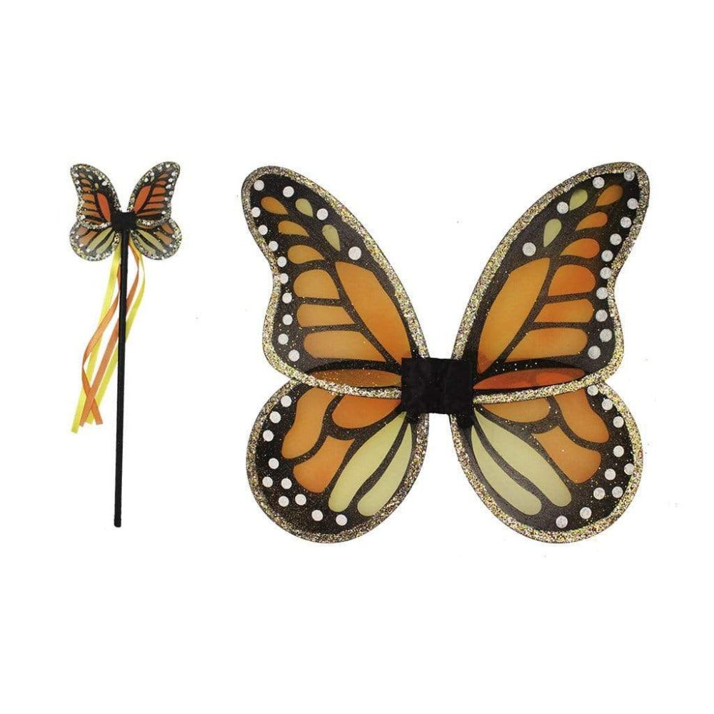 Monarch Wings & Wand Set (Orange/Black)