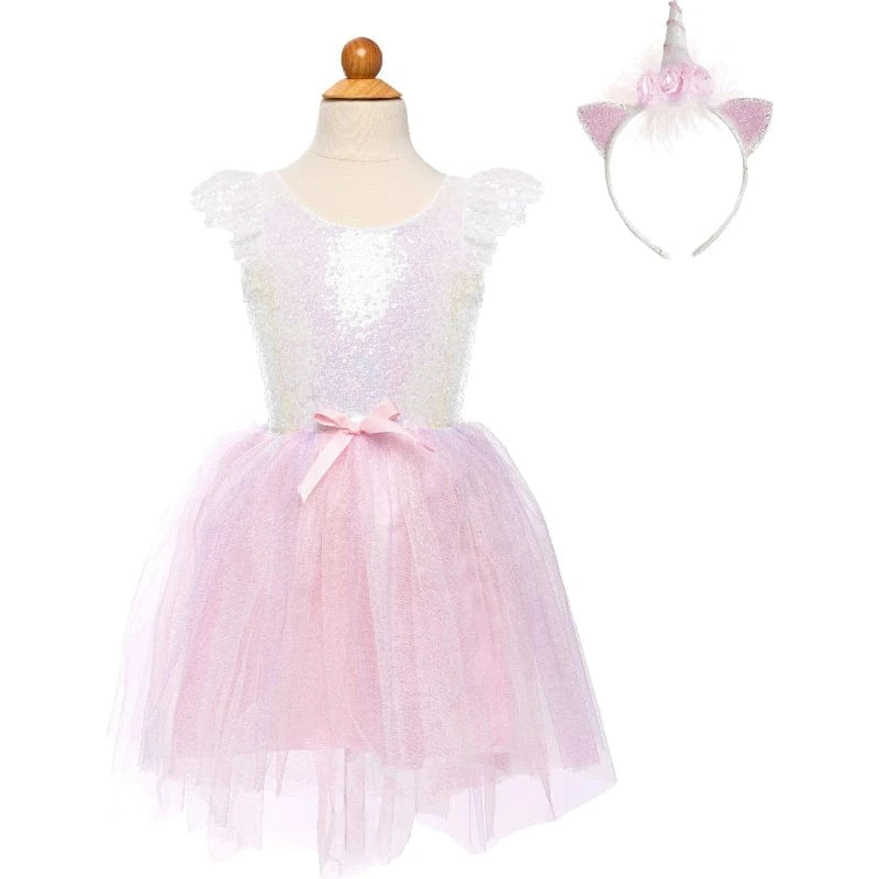 Dreamy Unicorn Dress & Headband - Iridescent/Pink (Size 5-6 yrs)