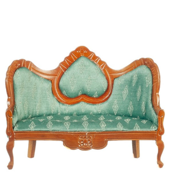Green Victorian Dollhouse Miniature Sofa