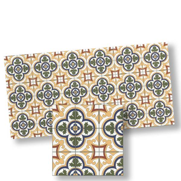 Green, Yellow & Blue Dollhouse Floor Tile