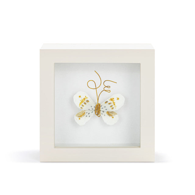 Elisabeth Hays Love From Above White & Gold Butterfly Shadow Box