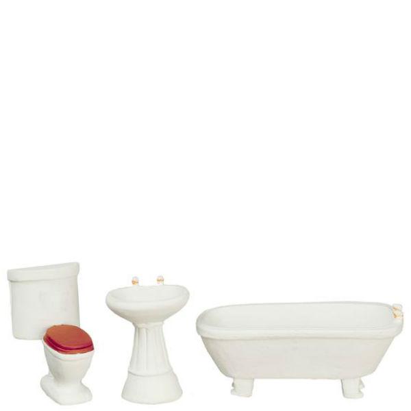 1/24 Scale Plain White Dollhouse Miniature Bathroom Set