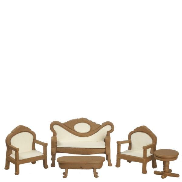 1/24 Scale Walnut Dollhouse Miniature Living Room Set