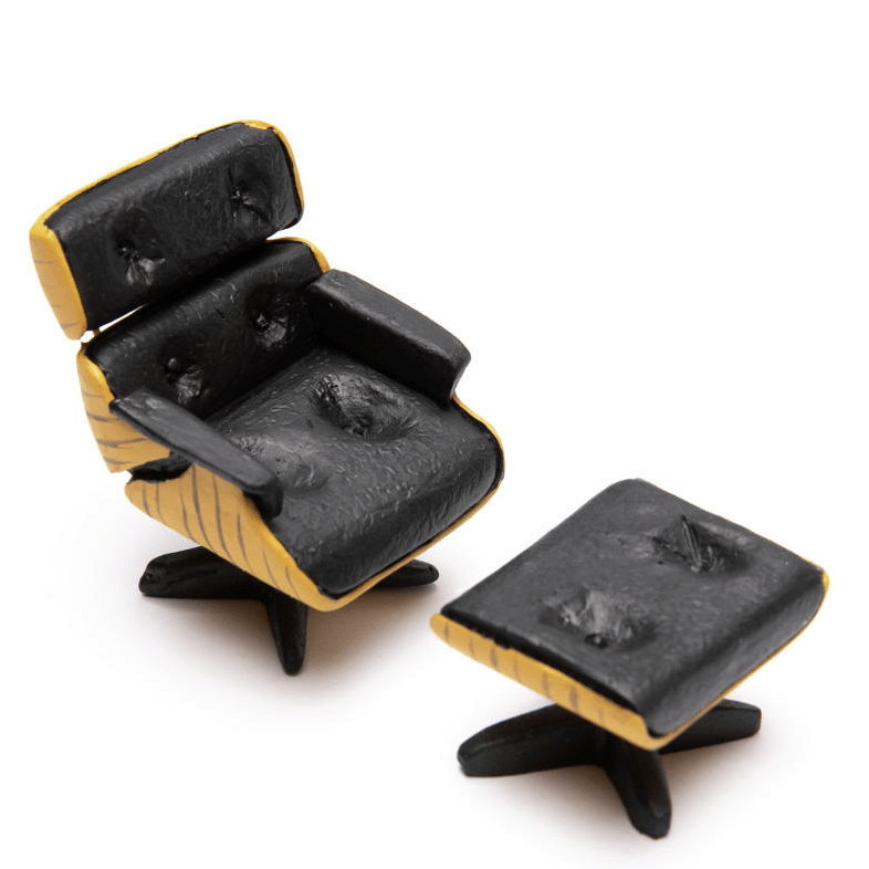 1/24 Scale Dollhouse Miniature Lounge Chair with Ottoman