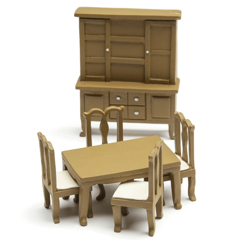 1/24 Scale Walnut Dollhouse Miniature Dining Room Set