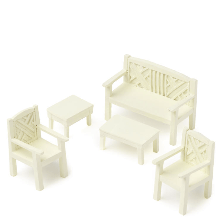 1/24 Scale White Dollhouse Miniature Garden Set