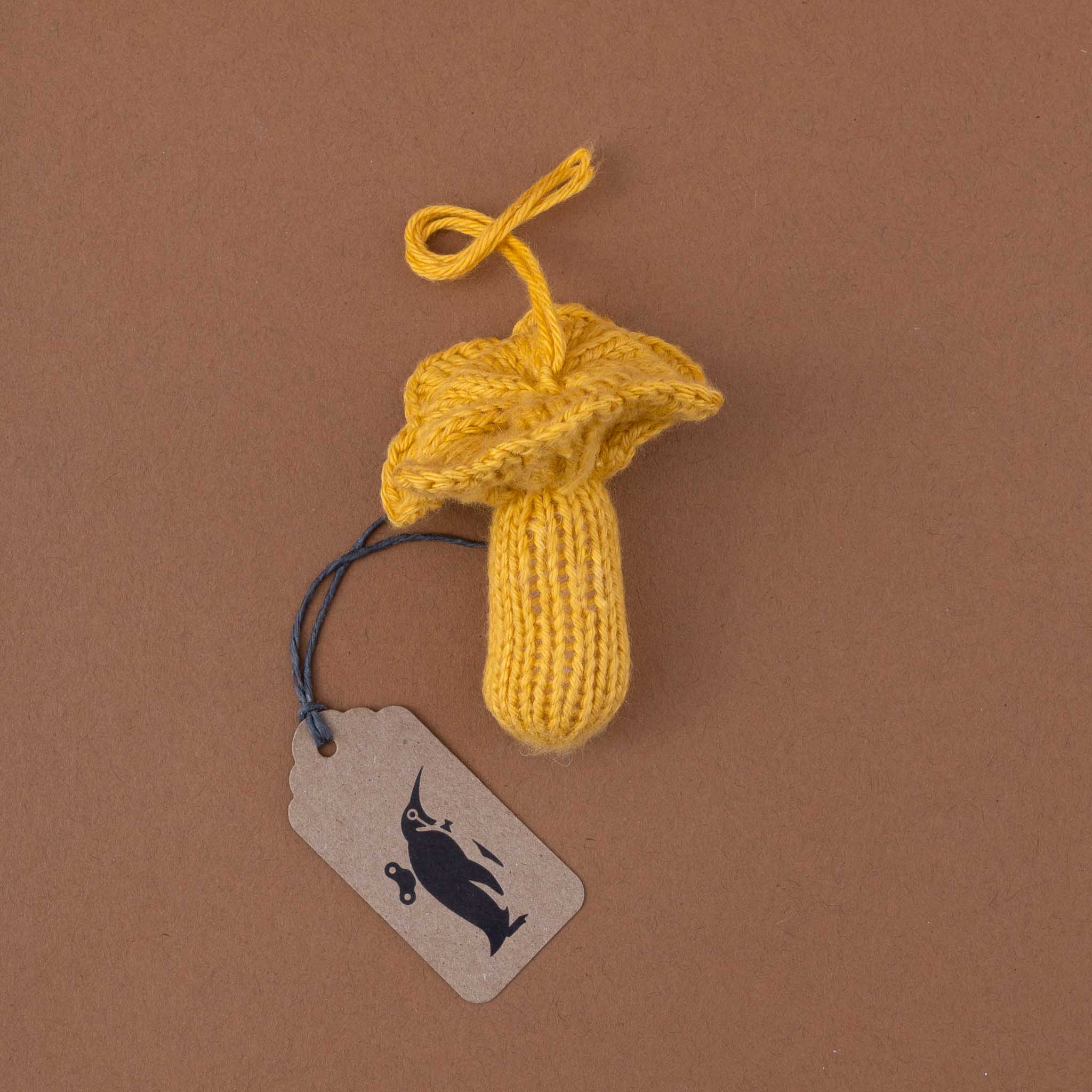 Hand Knit Mushroom Ornament | Chanterelle