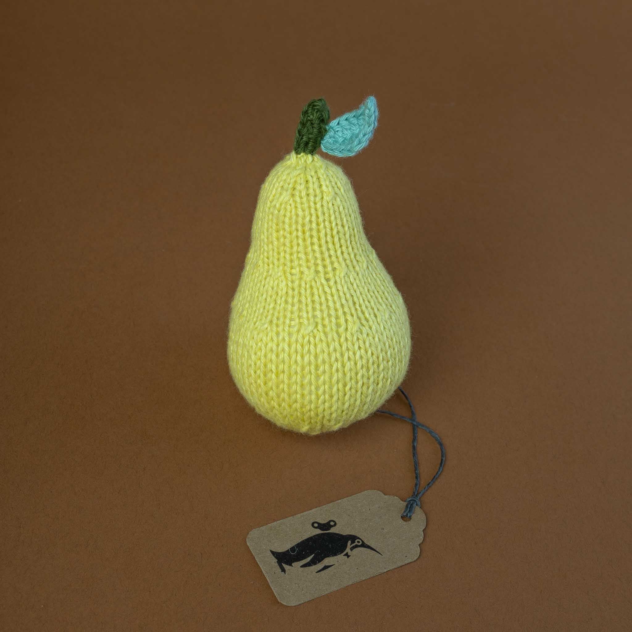Hand-Knit Pear Rattle