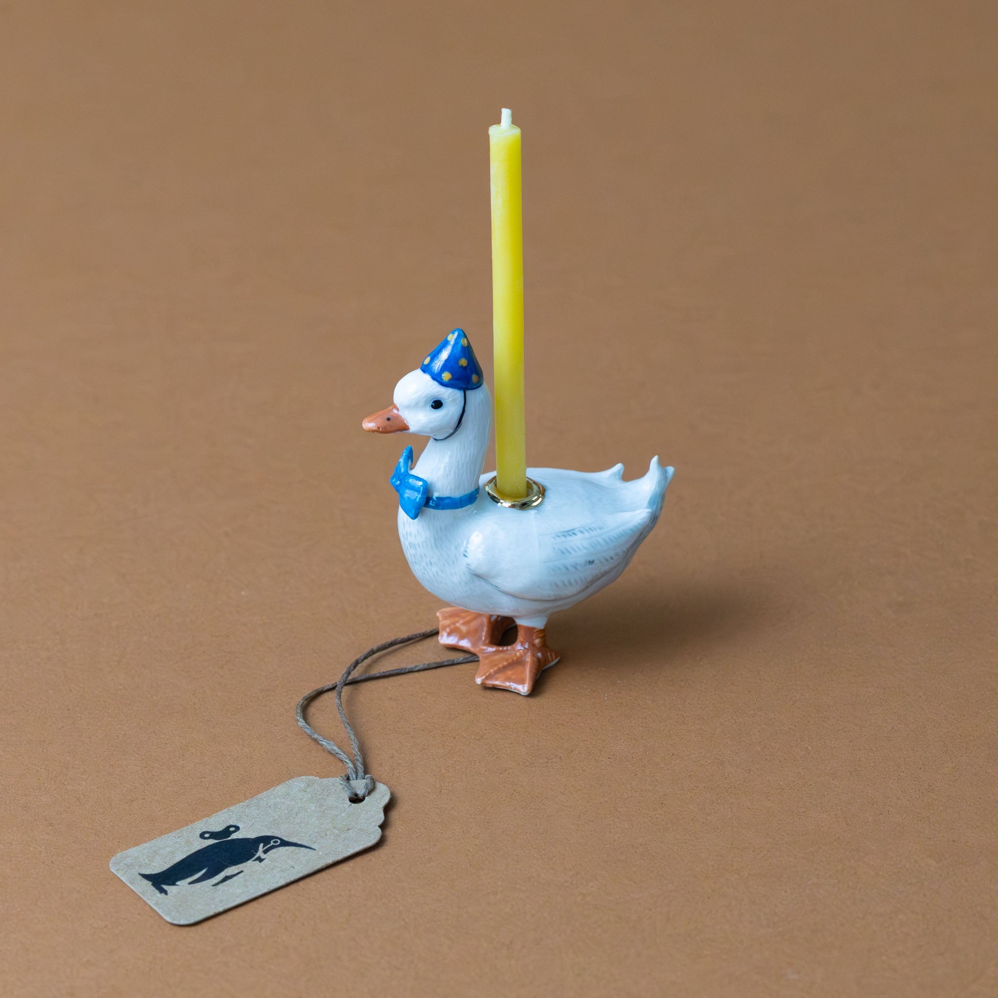 Heirloom Porcelain Cake Topper | Goose - Blue Hat